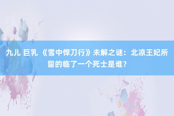 九儿 巨乳 《雪中悍刀行》未解之谜:北凉王妃所留的临了一个死士是谁?