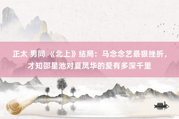 正太 男同 《北上》结局:马念念艺最狠挫折,才知邵星池对夏凤华的爱有多深千里