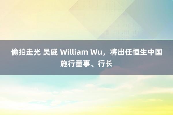 偷拍走光 吴威 William Wu,将出任恒生中国施行董事、行长