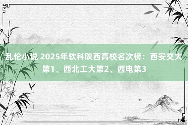 乱伦小说 2025年软科陕西高校名次榜:西安交大第1、西北工大第2、西电第3