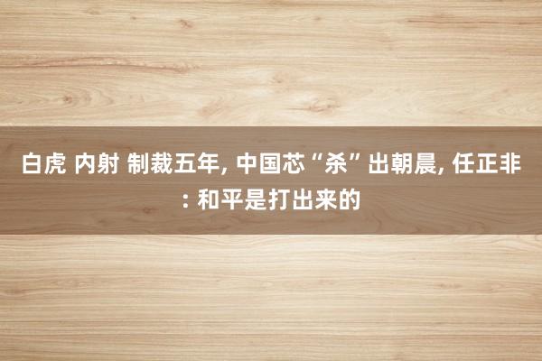 白虎 内射 制裁五年, 中国芯“杀”出朝晨, 任正非: 和平是打出来的
