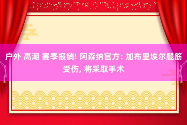 户外 高潮 赛季报销! 阿森纳官方: 加布里埃尔腿筋受伤, 将采取手术