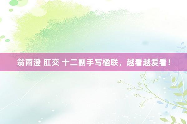 翁雨澄 肛交 十二副手写楹联，越看越爱看！