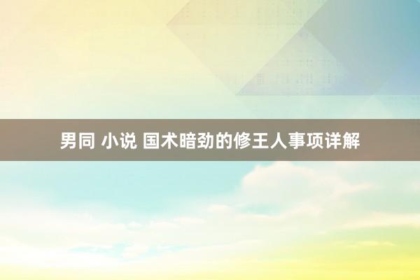 男同 小说 国术暗劲的修王人事项详解